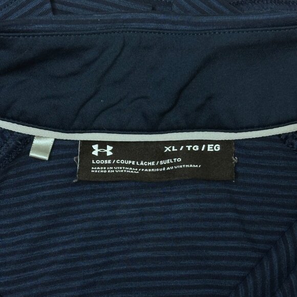 Under Armour Quarter-Zip Pullover XL Blue Stripes Performance Blend Athletic - Picture 3 of 3